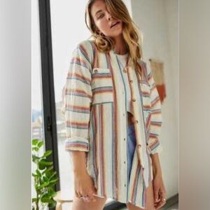 BDG Striped Multicolor Button-Up Women oversized shirt